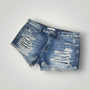 Kan Can Light Wash Destructed Shorts Size Large Ripped Cut Offs  KC8377M